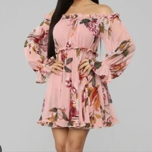 Fashion Nova Pink Ruffled Wrap Dress